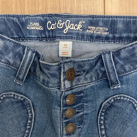 EUC Cat & Jack Brand Girls Teen Tween Size 12 Super Flare Stretch Jeans Denim - Picture 6 of 12